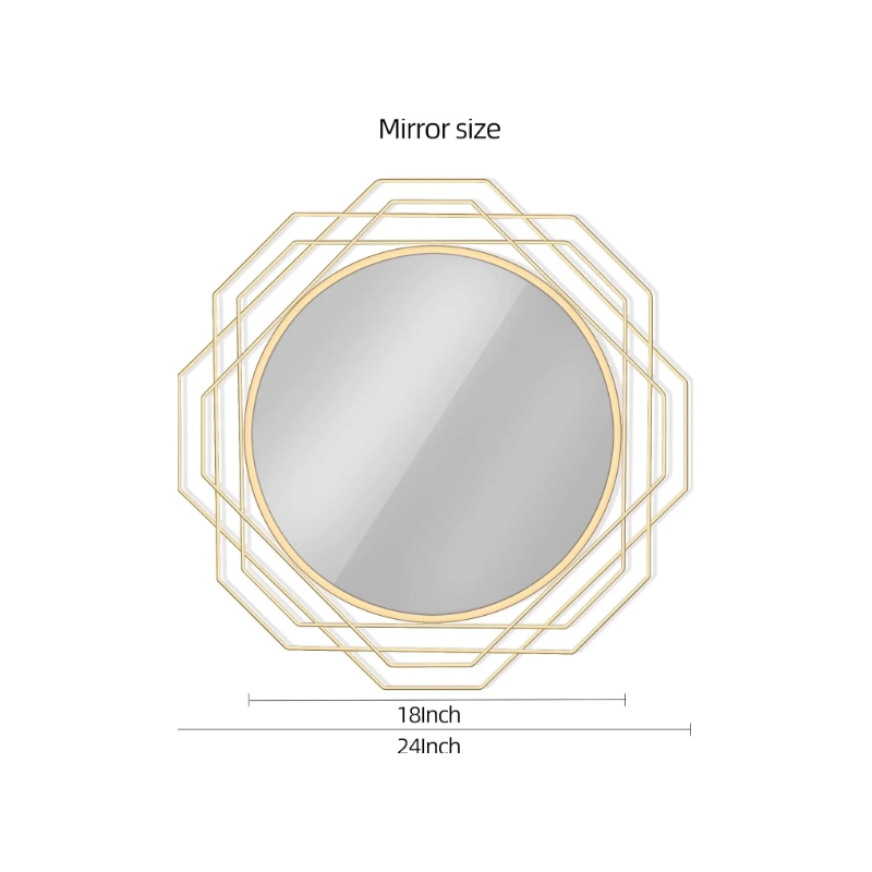 Supernalway Enterprise Gold Round Mirror Metal Framed Accent Mirror